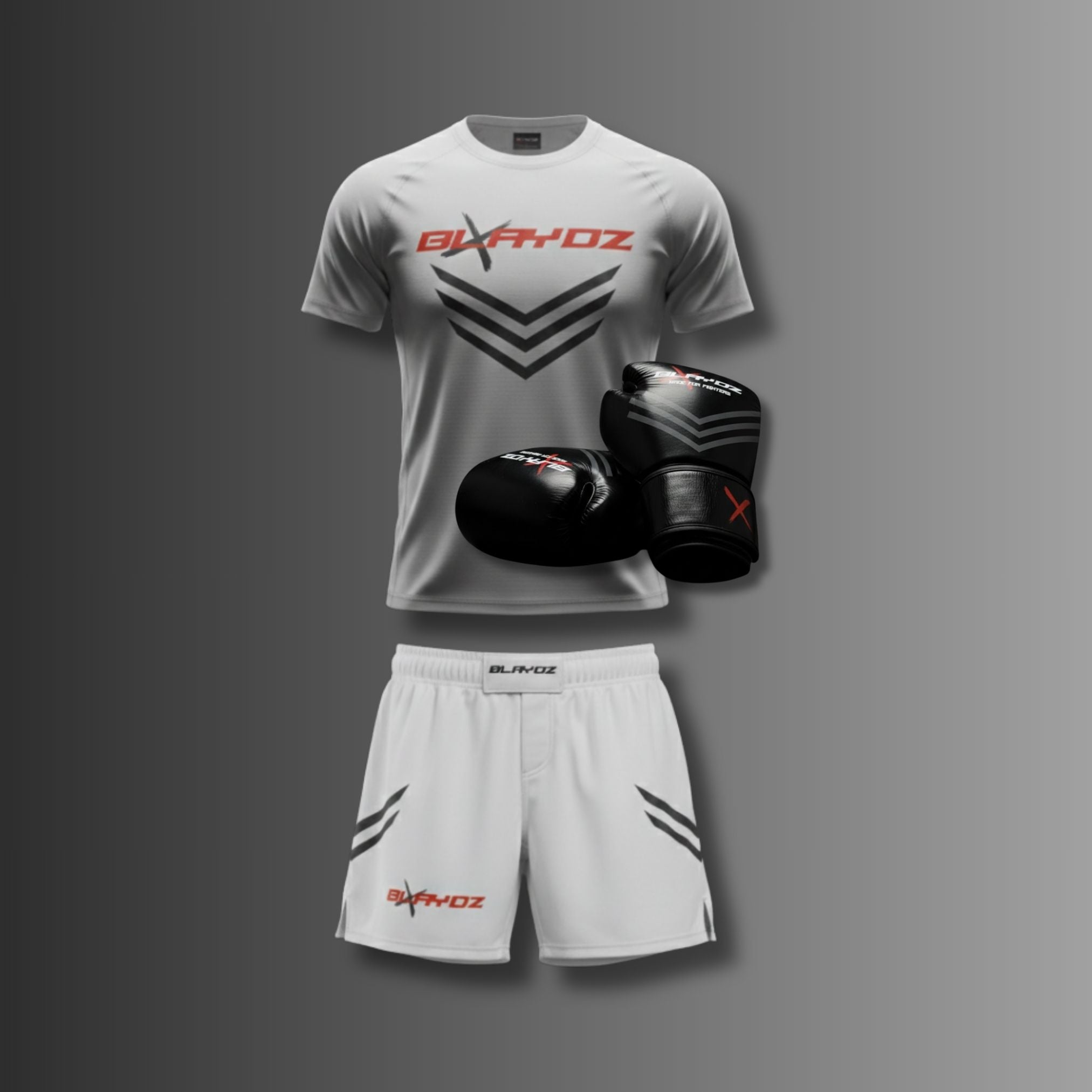 3er Set - Boxhandschuhe, Rashguard Shirt, Fightshort - Ghost Strike Collection